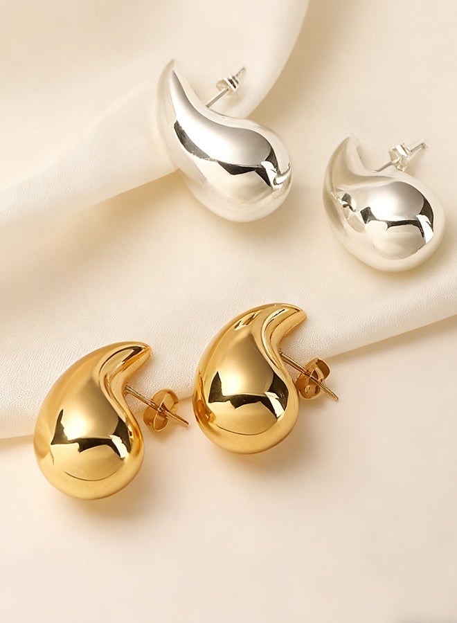 هابي دي أقراط نسائية حلزونية، أقراط خفيفة الوزن مجوفة بحلقات، أقراط نسائية مضادة للحساسية، مجوهرات موضة للفتيات (ذهبي) - Image 5