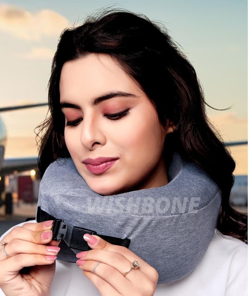 Wishbone Travel Pillow Travel Pillow for Airplane Memory Foam Neck Pillows Soft Support Travel Pillow for Travelling Sleeping Rest Car Train and Home Use - Image 3