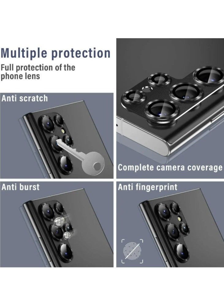 Generic For Samsung Galaxy S24 Ultra Camera Lens Protector,[Full Protection] HD Tempered Glass Screen Protector with Alloy Metal Ring Camera Cover Accessories for Galaxy S24 Ultra 6.8 Inch.(Black)  - Image 4