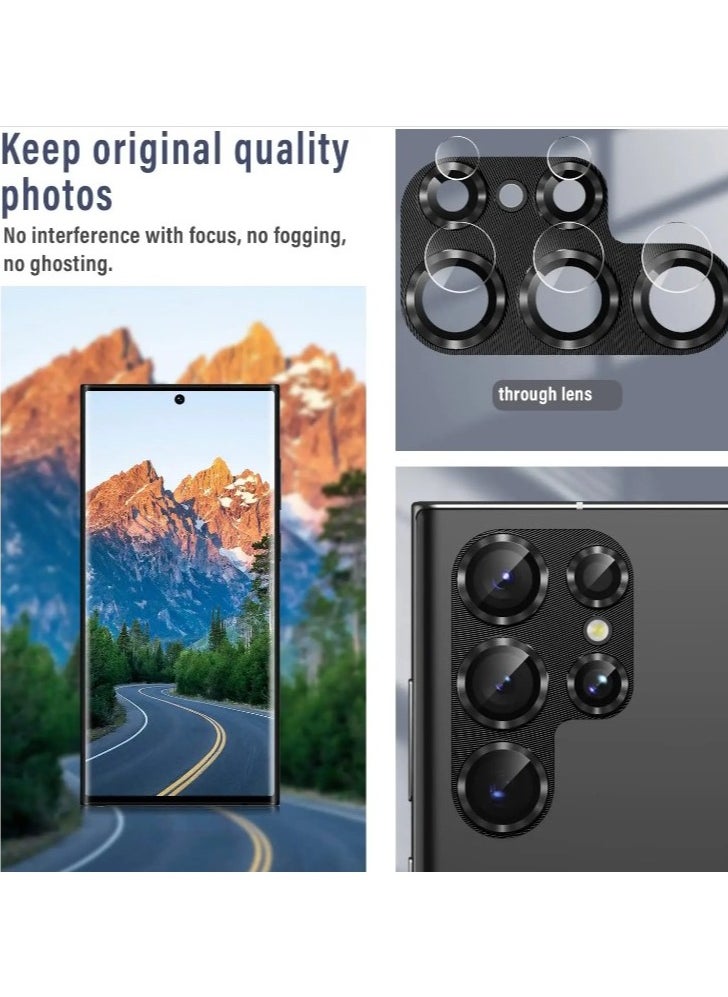 Generic For Samsung Galaxy S24 Ultra Camera Lens Protector,[Full Protection] HD Tempered Glass Screen Protector with Alloy Metal Ring Camera Cover Accessories for Galaxy S24 Ultra 6.8 Inch.(Black)  - Image 3