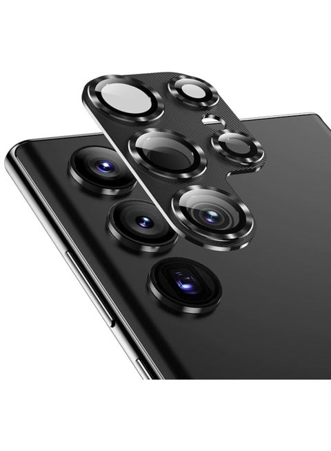 For Samsung Galaxy S24 Ultra Camera Lens Protector,[Full Protection] HD Tempered Glass Screen Protector with Alloy Metal Ring Camera Cover Accessories for Galaxy S24 Ultra 6.8 Inch.(Black)