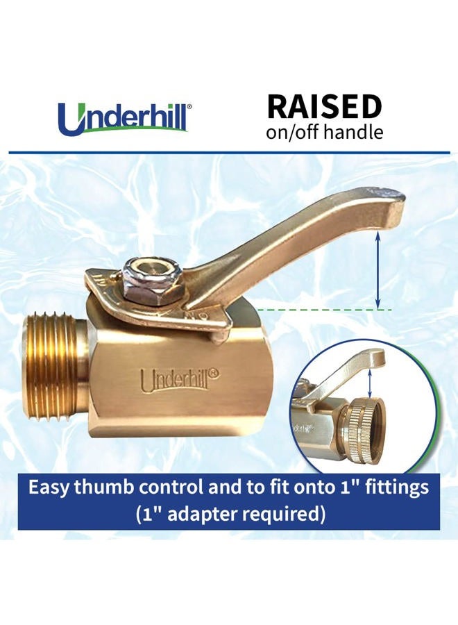 Underhill Garden Hose Shut Off Valve 3/4-Inch Hose Thread, Brass Hose Nozzle Connector, Attachment, Heavy-Duty Fittings, CV075H - Image 3