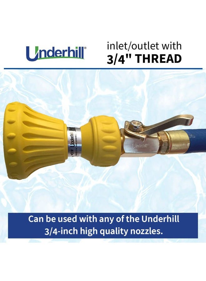 Underhill Garden Hose Shut Off Valve 3/4-Inch Hose Thread, Brass Hose Nozzle Connector, Attachment, Heavy-Duty Fittings, CV075H - Image 5