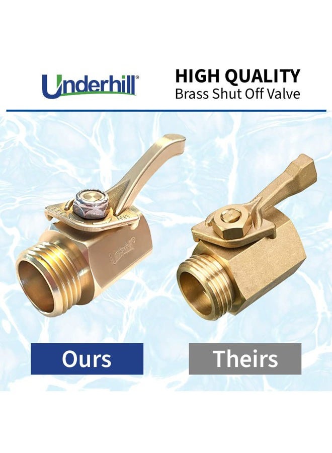 Underhill Garden Hose Shut Off Valve 3/4-Inch Hose Thread, Brass Hose Nozzle Connector, Attachment, Heavy-Duty Fittings, CV075H - Image 2