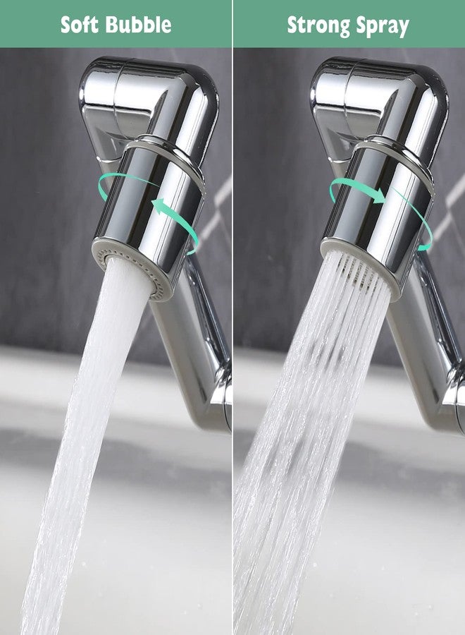Houtingmaan Universal Sink Faucet Extension 2 Pack 1440°,U Shaped Faucet Extender,Robotic Arm Sink Faucet Aerator with Female/Male Thread, Faucet Head Extension with 2 Water Mode for Kitchen or Bathroom Chrome - Image 2