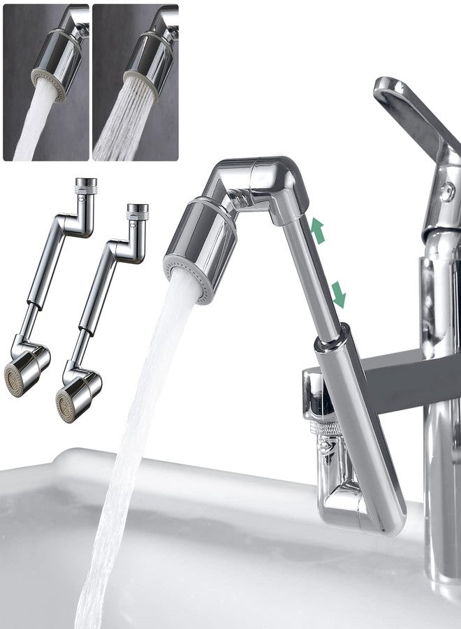 Houtingmaan Universal Sink Faucet Extension 2 Pack 1440°,U Shaped Faucet Extender,Robotic Arm Sink Faucet Aerator with Female/Male Thread, Faucet Head Extension with 2 Water Mode for Kitchen or Bathroom Chrome - Image 1