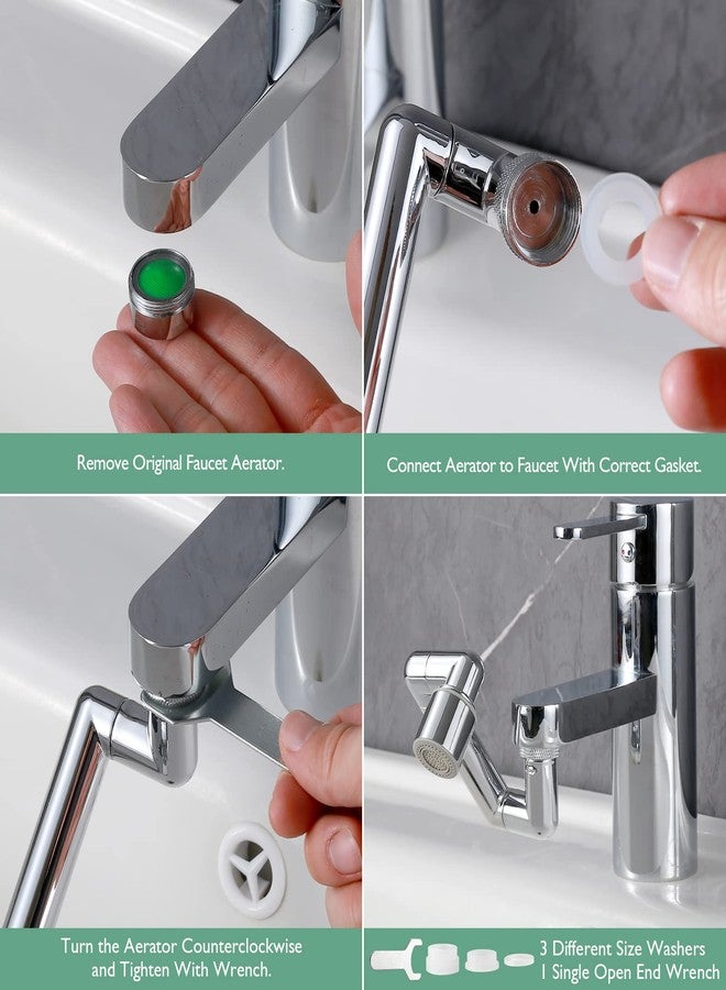 Houtingmaan Universal Sink Faucet Extension 2 Pack 1440°,U Shaped Faucet Extender,Robotic Arm Sink Faucet Aerator with Female/Male Thread, Faucet Head Extension with 2 Water Mode for Kitchen or Bathroom Chrome - Image 5
