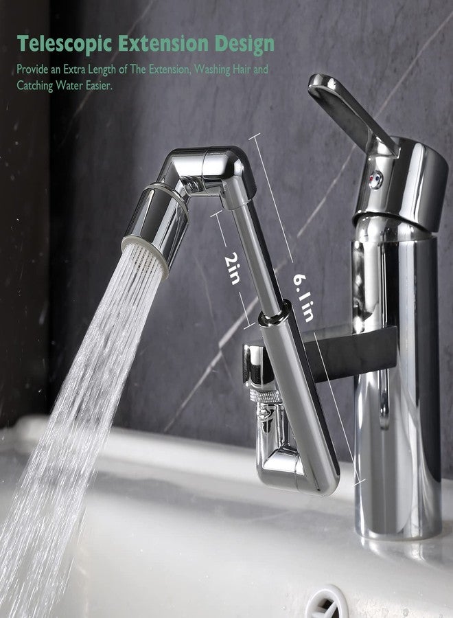 Houtingmaan Universal Sink Faucet Extension 2 Pack 1440°,U Shaped Faucet Extender,Robotic Arm Sink Faucet Aerator with Female/Male Thread, Faucet Head Extension with 2 Water Mode for Kitchen or Bathroom Chrome - Image 3