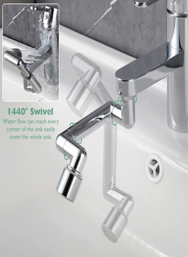 Houtingmaan Universal Sink Faucet Extension 2 Pack 1440°,U Shaped Faucet Extender,Robotic Arm Sink Faucet Aerator with Female/Male Thread, Faucet Head Extension with 2 Water Mode for Kitchen or Bathroom Chrome - Image 4
