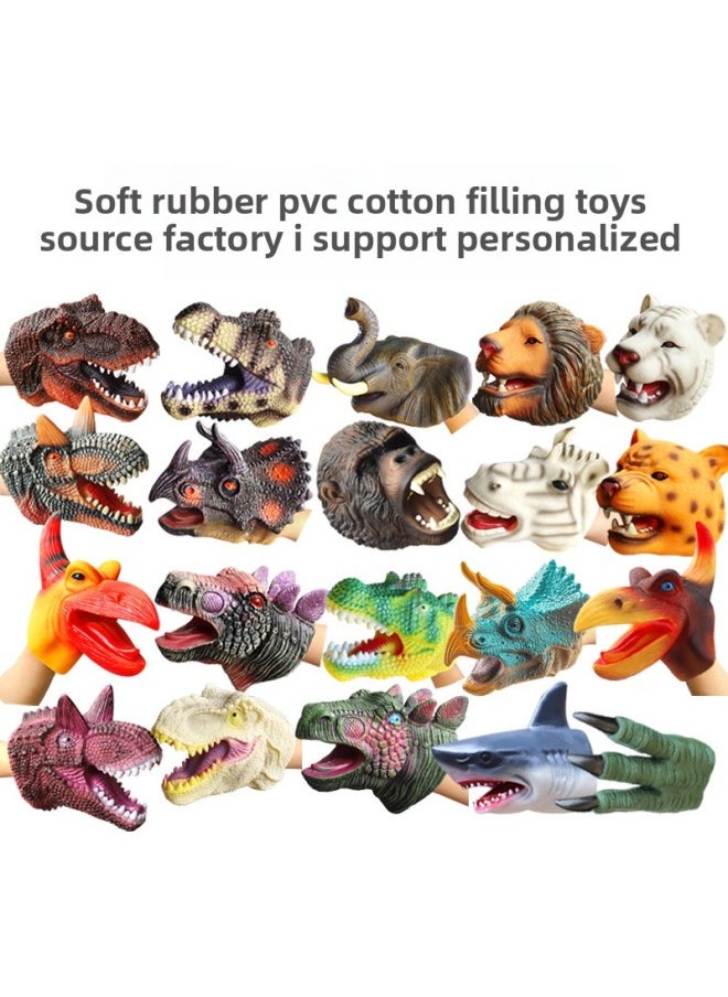 Generic - Customized Dinosaur Head Dinosaur Hand Puppet Gloves Soft Rubber Triceratops Tyrannosaurus Rex Children Simulation Animal Toy Wholesa-Color:Triceratops [hand Puppet] - Image 1
