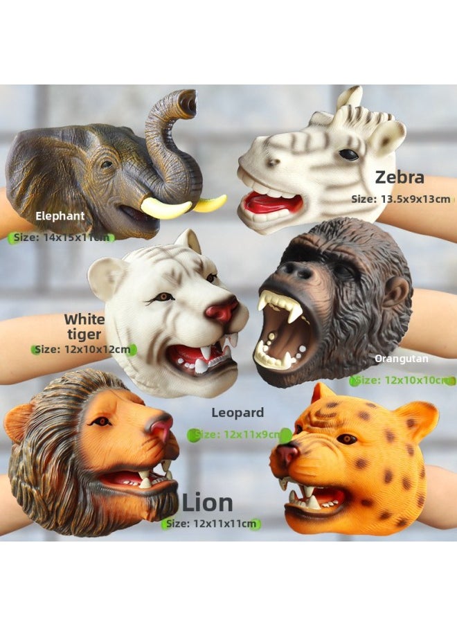 Generic - Customized Dinosaur Head Dinosaur Hand Puppet Gloves Soft Rubber Triceratops Tyrannosaurus Rex Children Simulation Animal Toy Wholesa-Color:Triceratops [hand Puppet] - Image 1