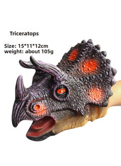Customized Dinosaur Head Dinosaur Hand Puppet Gloves Soft Rubber Triceratops Tyrannosaurus Rex Children Simulation Animal Toy Wholesa-Color:Triceratops [hand Puppet]