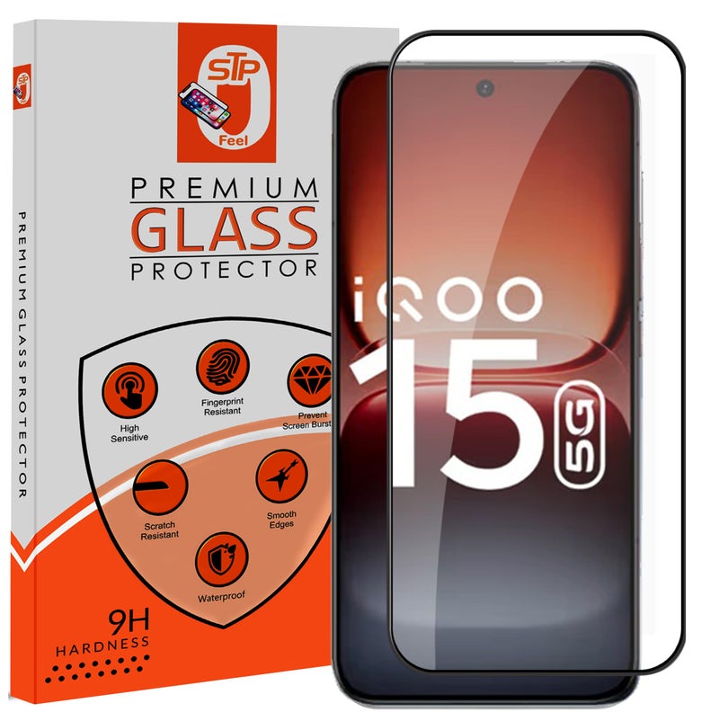 STP FEEL® Premium HD+ Tempered Glass Screen Protector Guard Compatible For IQOO 15 5G (Ultrasonic Fingerprint Working) (6.85 Inch, Pack of 1) | Edge to Edge Coverage With Easy to installation kit - Image 1