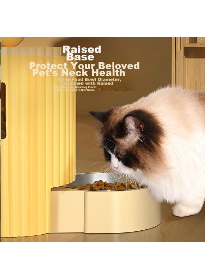 HelloJoy ojoy Cat And Dog Bowl, Pet Food Dish, Dual Bowl For Cats, Automatic Water Dispenser, Water Drinking Device, Feeding Supplies, Yellow - Image 3