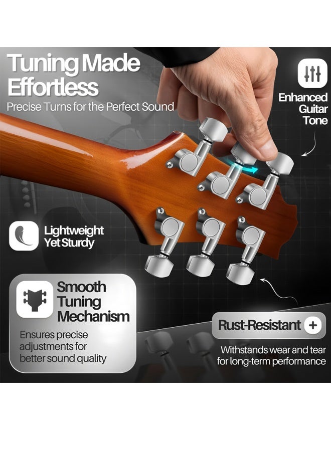 GMORO 6 Pieces Guitar Machine Heads Knobs Guitar String Tuning Pegs Machine Head Tuners for Electric or Acoustic Guitar (3 Left + 3 Right) - Image 3