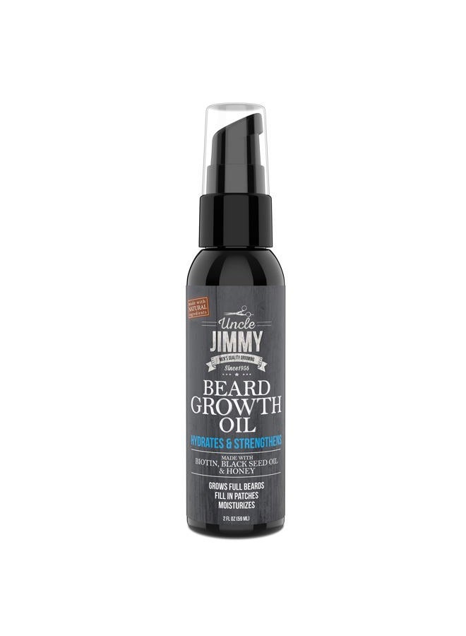 uncle jimmy زيت نمو اللحية مع البيوتين | العناية الطبيعية باللحية للحصول على لحية أكثر كثافة وامتلاء وصحة | علاج شعر الوجه للرجال للتجميل | يزيد من الكثافة والحجم 2 أونصة سائلة - Image 1