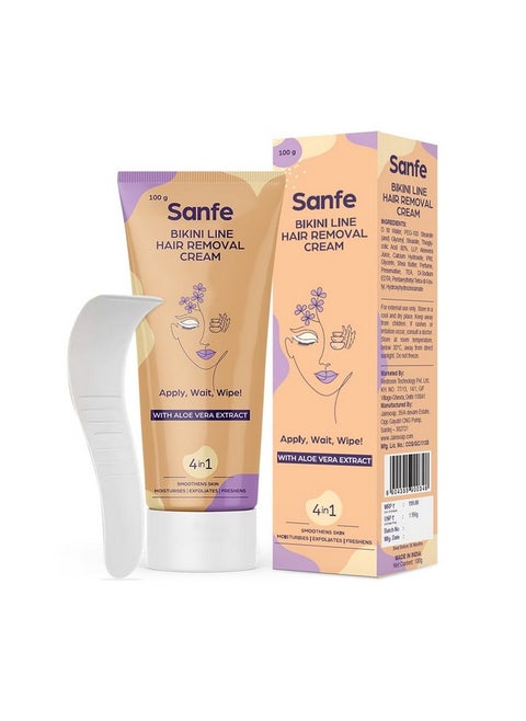 Bikini Line Hair Removal Cream With Spatula And Intimate Wipes 100G Natural And Safe For Sensitive Skin Lavender Aloe Vera Shea Butter