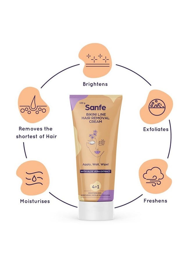 Sanfe - Bikini Line Hair Removal Cream With Spatula And Intimate Wipes 100G Natural And Safe For Sensitive Skin Lavender Aloe Vera Shea Butter - Image 1