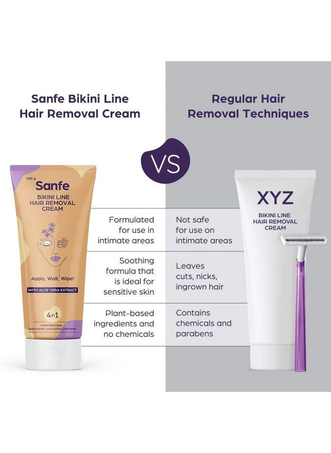 Sanfe - Bikini Line Hair Removal Cream With Spatula And Intimate Wipes 100G Natural And Safe For Sensitive Skin Lavender Aloe Vera Shea Butter - Image 1