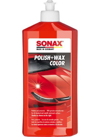 sonax Polish+Wax Color red Content: 500 ml Art. No.: 296400 - https://f.nooncdn.com/p/pzsku/Z2DFD6D574B9D36C825E4Z/45/1767689726/3a048605-387b-4e09-bed6-6daf8518f41d.jpg