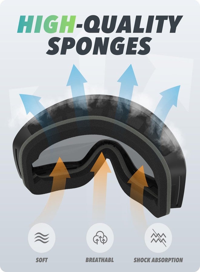 RIOROO Ski/Snowboard Goggles for Men Women, OTG Snow Goggles Anti Fog 100% UV Protection Snowboarding Goggles - Image 5
