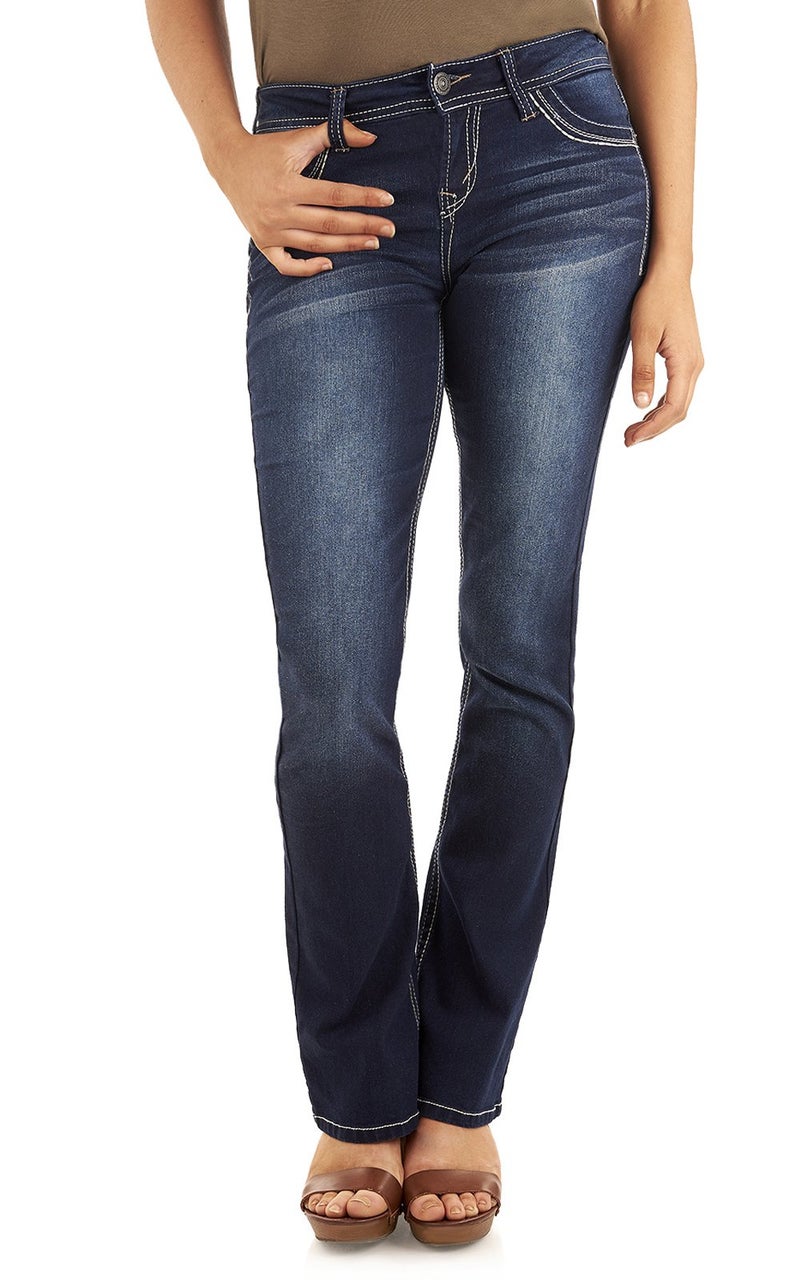 WallFlower Womens Legendary Bootcut MidRise Insta Stretch Juniors Jeans Standard and Plus Amy 13
