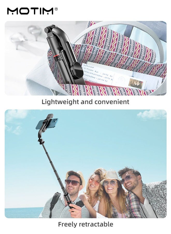 43.7"/110cm Selfie Stick Phone Tripod with Wireless Remote, Extendable Tripod Stand with 2 LED Fill Light, 360 Rotation Compatible with iPhone and Android Samsung Smartphone etc