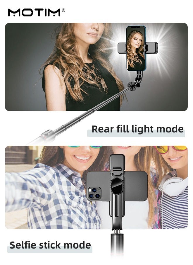 43.7"/110cm Selfie Stick Phone Tripod with Wireless Remote, Extendable Tripod Stand with 2 LED Fill Light, 360 Rotation Compatible with iPhone and Android Samsung Smartphone etc