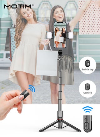 43.7"/110cm Selfie Stick Phone Tripod with Wireless Remote, Extendable Tripod Stand with 2 LED Fill Light, 360 Rotation Compatible with iPhone and Android Samsung Smartphone etc - pzsku/Z2DFD86C663EC824038C2Z/45/1746759092/2f1d60a6-994a-4848-80a1-c8d36fdd3b59