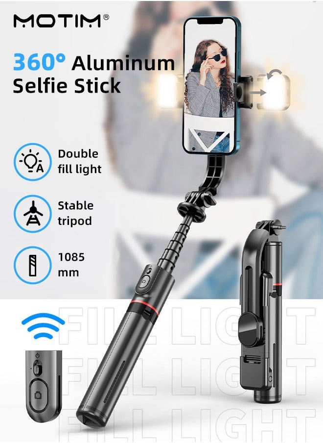 Motim 41 Inch Selfie Stick Phone Tripod with Wireless Remote Extendable Tripod Stand 360 Rotation with 2 LED Fill Light Compatible with iPhone 15 14 pro Android Samsung Smartphone  - Image 2