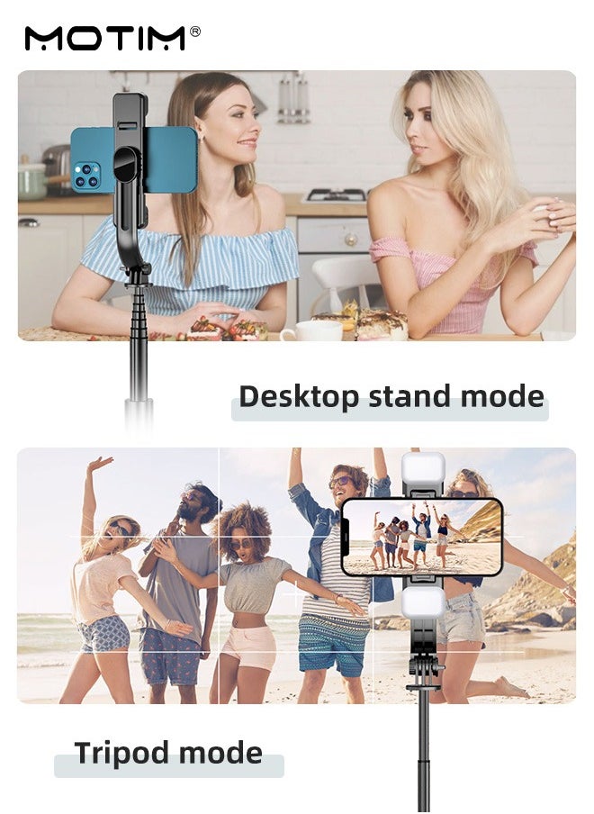 43.7"/110cm Selfie Stick Phone Tripod with Wireless Remote, Extendable Tripod Stand with 2 LED Fill Light, 360 Rotation Compatible with iPhone and Android Samsung Smartphone etc