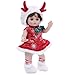 Cloveray Baby Dolls 18 Inch Realistic Reborn Full Vinyl Baby Doll with Brown Curly Hair HandPainted Freckles Cozy Red Outfit for Girls Ages 3 Pretend Play Display Collection - Image 2