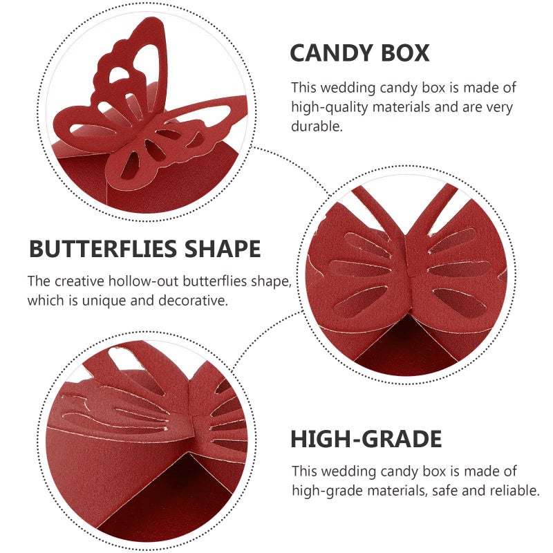 50pcs Pearl Paper Hollow Butterfly Wedding Candy Boxes Foldable Wrapping Containers For Bridal Shower Party Packaging - Image 4