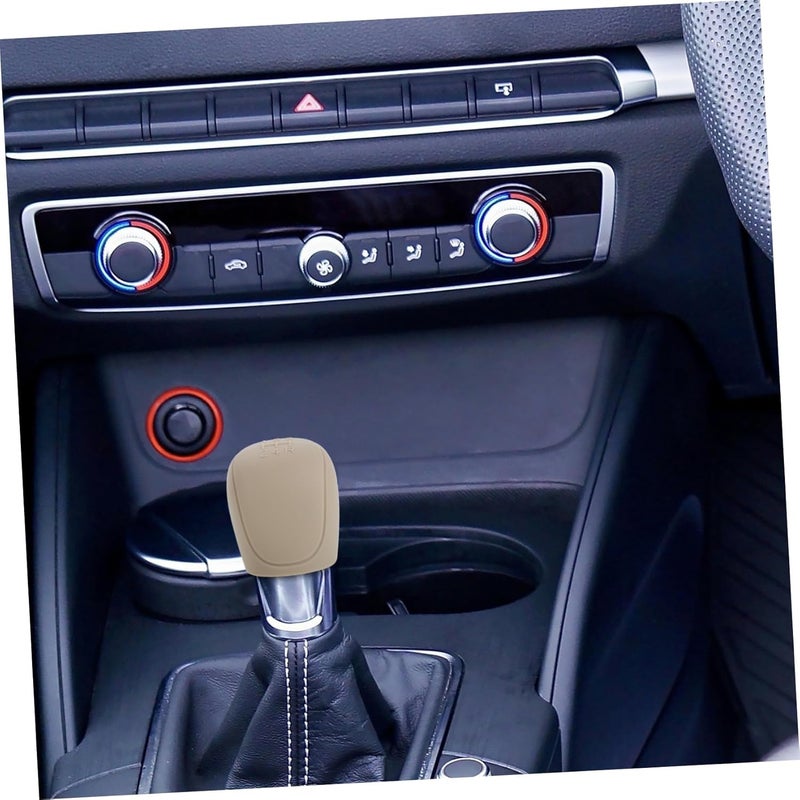 Universal Beige Silicone Gear Shift Protector Cover Anti-Slip Car Gear Handle Set Compatible with Ford Manual and Automatic Shifter Knob for Automotive Interior Accessories - Image 4