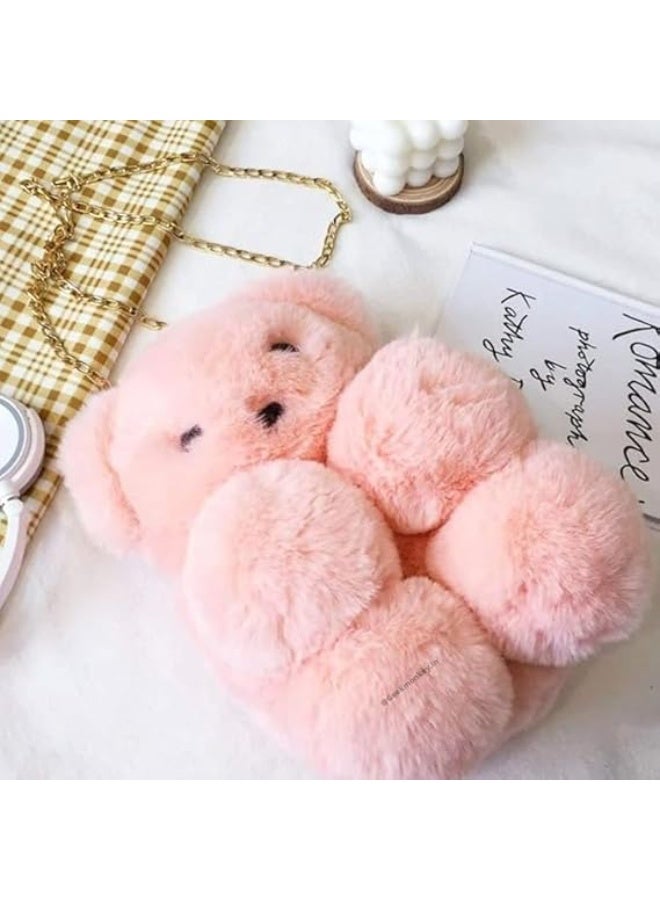 Cute Fluffy Shoulder & Crossbody Bag for Girls and Kids – Soft Chain Strap Design, Size 29×21 cm - Image 2