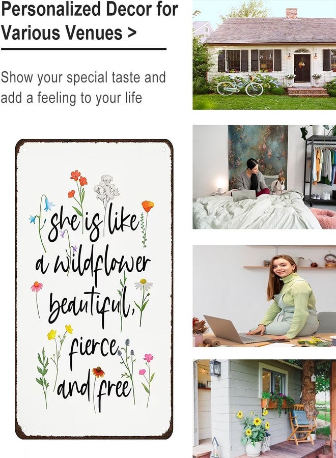 Smilelife لوحة معدنية عتيقة مزينة بالزهور البرية، قطعة فنية جدارية للحديقة، وحفلات استقبال المولود، وحفلات أعياد الميلاد، وديكورات خارجية (3168) - Image 3
