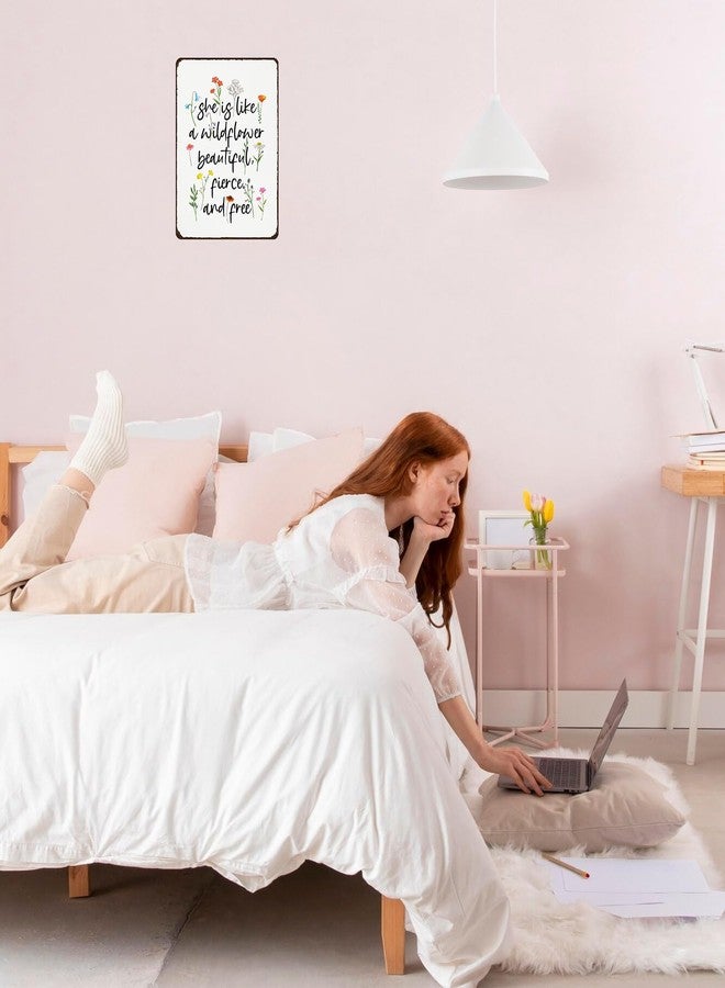 Smilelife لوحة معدنية عتيقة مزينة بالزهور البرية، قطعة فنية جدارية للحديقة، وحفلات استقبال المولود، وحفلات أعياد الميلاد، وديكورات خارجية (3168) - Image 4