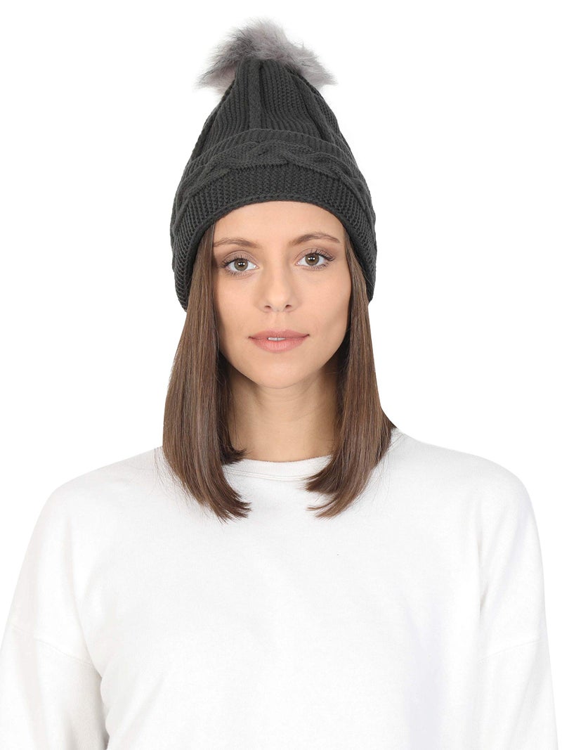 FabSeasons Acrylic Woolen Winter Skull Cap with Pom Pom for Girls & Women - Image 1