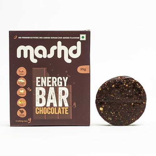 Mashd Energy Bar Chocolate, Cranberry, Cacao Nibs Flavour (Pack Of 3 X 35G) - High Protein Goodness of Dates, Pumpkin Seeds, Cashew, Oats | Gluten-Free Snack with No Added Sugar, Preservative-Free - Image 2