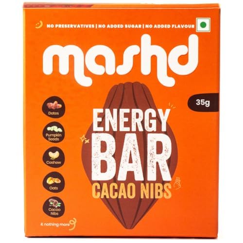 Mashd Energy Bar Chocolate, Cranberry, Cacao Nibs Flavour (Pack Of 3 X 35G) - High Protein Goodness of Dates, Pumpkin Seeds, Cashew, Oats | Gluten-Free Snack with No Added Sugar, Preservative-Free - Image 5
