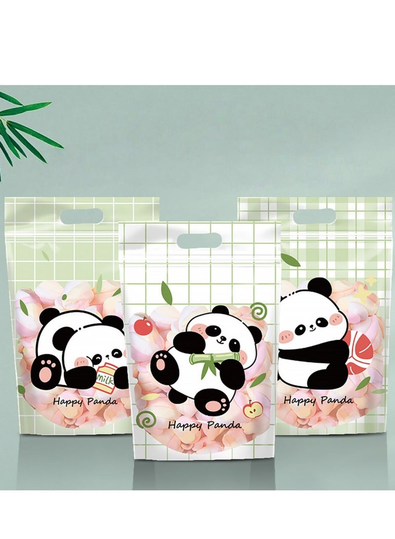 50pcs - 3 Different Designs of Cute Panda Cartoon Ziplock Bags, Stand Up Bags for Snacks Candies Biscuits Gift Packaging - Image 1