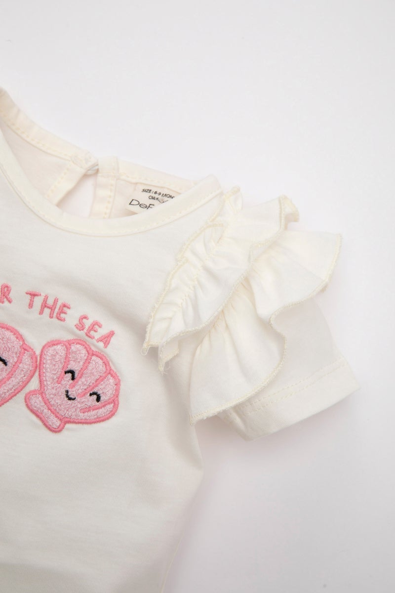 DeFacto Baby Girl Printed Snap Body Shorts Hat Muslin 3 Piece Set - Image 5