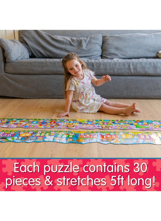 ذا ليرننغ جورني - : Puzzle Doubles - ألغاز أرضية عملاقة مكونة من حروف أبجدية و123 قطارًا - ألغاز أرضية كبيرة للأطفال من سن 3 إلى 5 سنوات - ألعاب حائزة على جوائز - Image 1