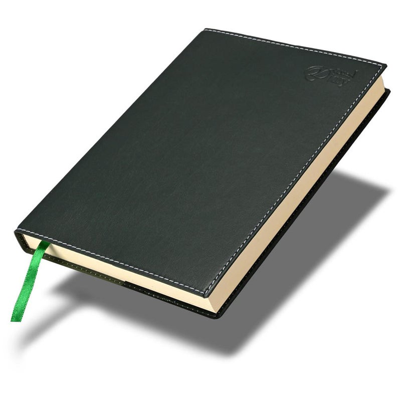 FIS 2026 A5 Diary, 148x210mm, Soft Jacket Italian PU Cover with Sewing, 1 Day Page Format, 384 Pages, Arabic/English, 70gsm Italian Ivory Paper, Green Cover - FSDI17AE26GR - Image 1