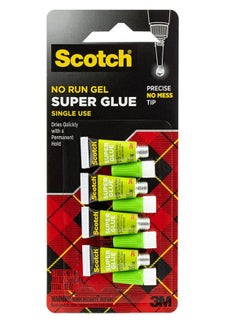 Scotch Super Glue Gel For general purpose, Instantly Strong Adhesive for bonding, Small tubes for single use, each (5g). 4 tubes/pack