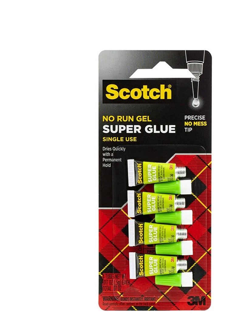Scotch  - Scotch Super Glue Gel For general purpose, Instantly Strong Adhesive for bonding, Small tubes for single use, each (5g). 4 tubes/pack - Image 1