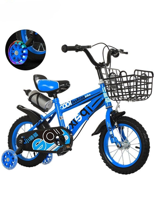 DURKU 12 Inch Children's Bicycle with Training Wheels, Basket, Handbrake, and Kickstand - Boys' Bike for Toddlers and Kids - Image 1