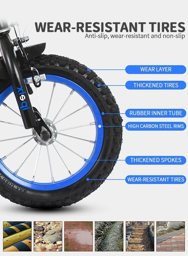 DURKU 12 Inch Children's Bicycle with Training Wheels, Basket, Handbrake, and Kickstand - Boys' Bike for Toddlers and Kids - Image 2