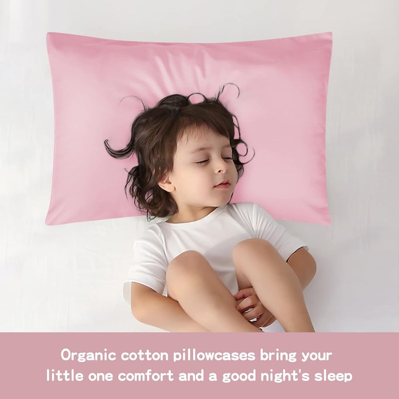 LULUSILK Soft Organic Cotton Toddler Pillowcases 14 X 20 Inches, Fit 13 X 18, 14 X 19 Pillows, Smooth Pearl Cotton Baby Pillowcases with Envelope Closure, Pink and Ivory, Set of 2 - Image 4