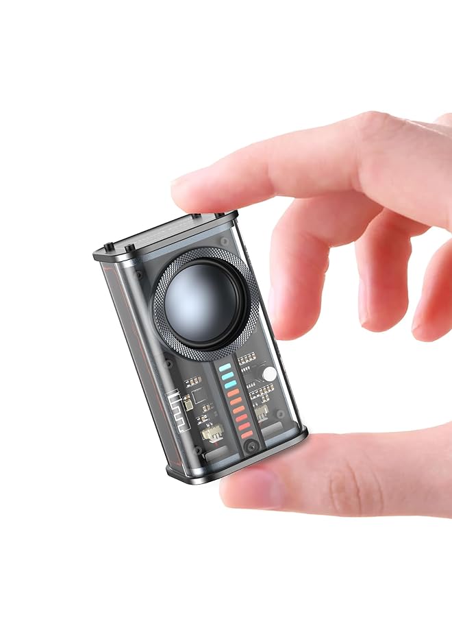 Excefore Portable Bluetooth Speaker With Lights Transparent Wireless Mini Bluetooth Speaker With Tws Hd Sound Bass And Colorful Lights For Office Home Shower Room Bike Car Black - Image 1